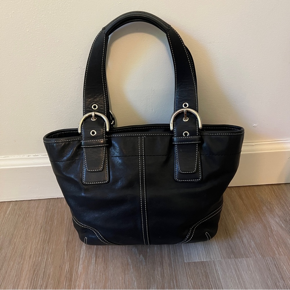 Coach Soho Black Leather Satchel Bag No. 9544 Y2K Vintage Silver Hardware - Picture 2 of 11